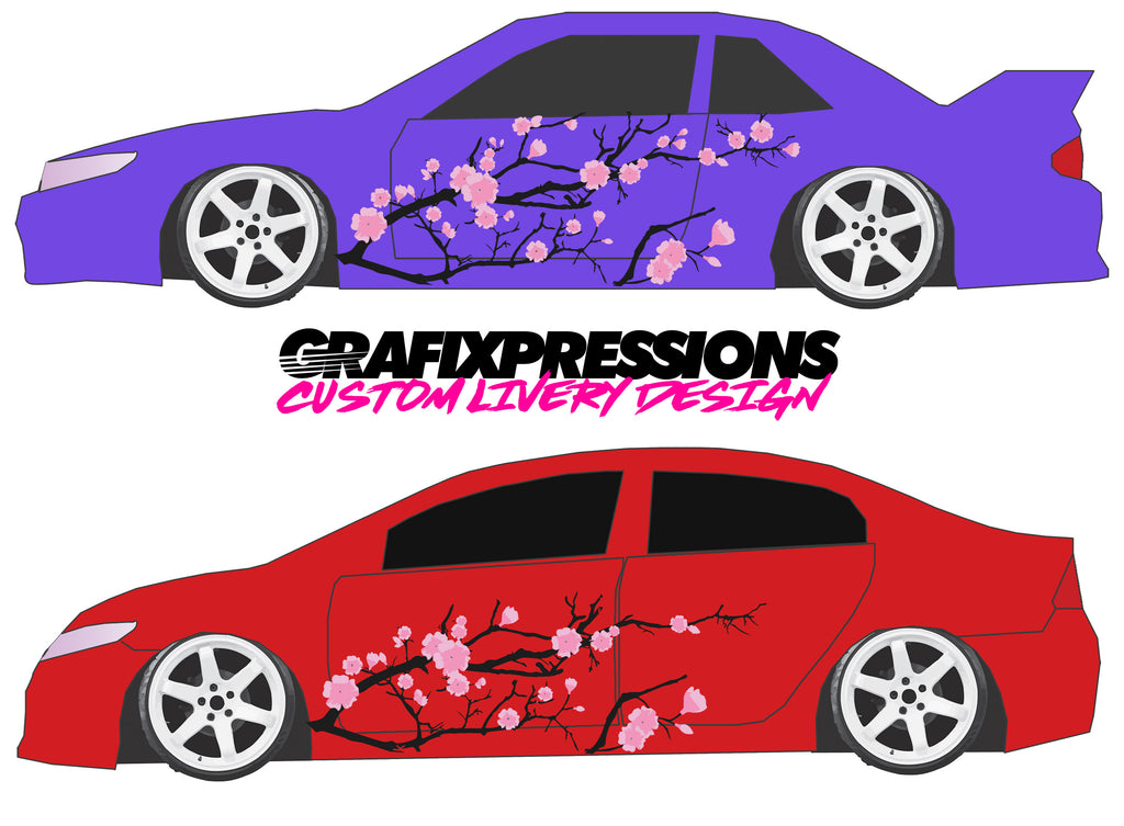 Cherry Blossom Car Decal, Side Graphics, Flower Decals, Vinyl Flower Decal,  Sakura Car Decal, Aesthetic Sticker, Car Livery, Car Accessories 
