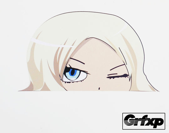 Anime Girl Peeking & Winking Printed Sticker