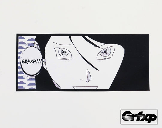 GRFXP Black & White Anime Cartoon Printed Sticker