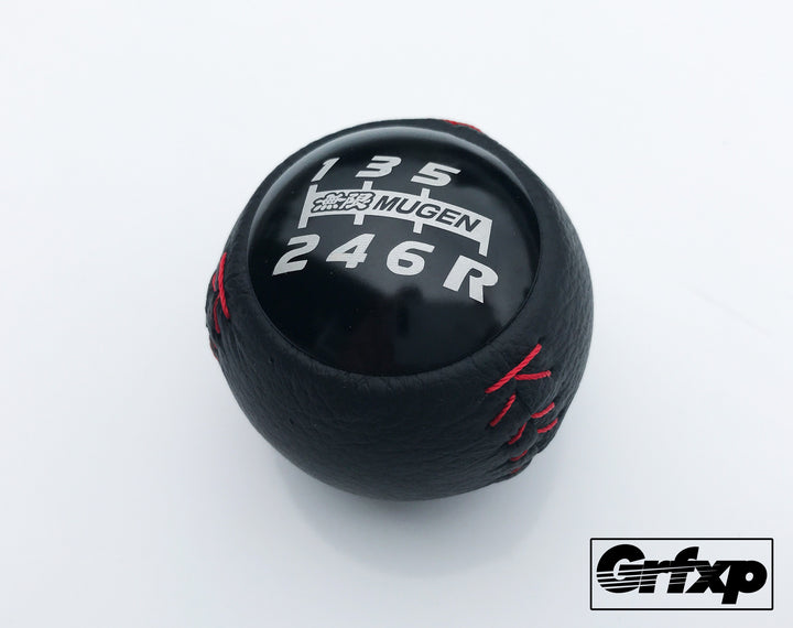 mugen gear knob Mugen "RR" Aluminum Leather Wrapped 6-Speed Shift Knob – Grafixpressions