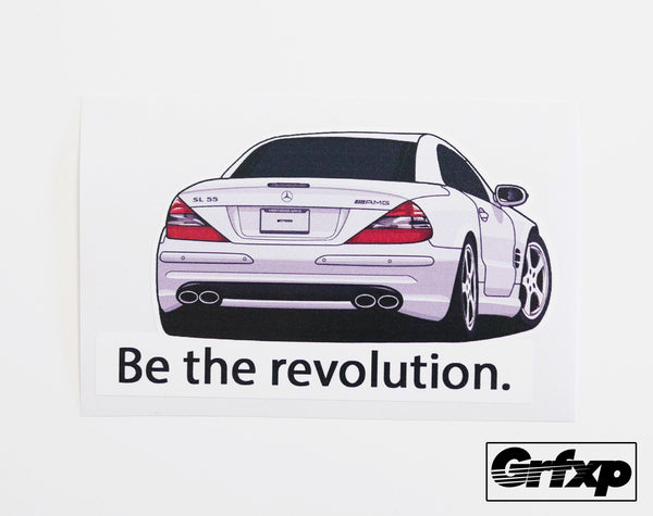 Be the revolution (Steve Jobs Mercedes SL55) Printed Sticker