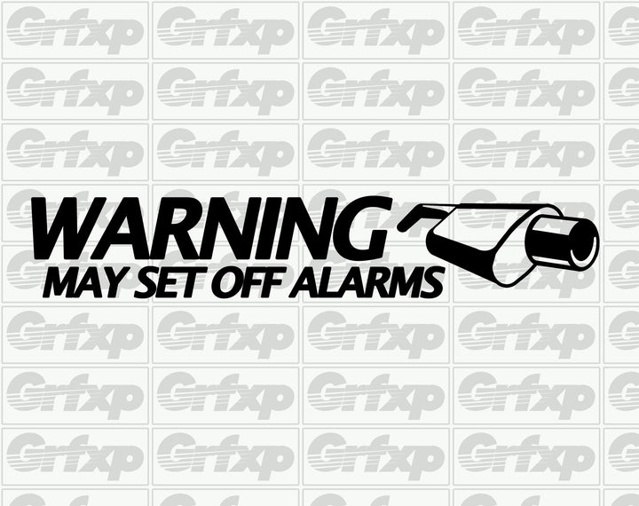 Warning, exhaust may set off alarms Sticker